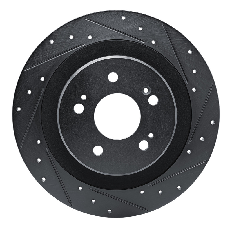 Picture of R1 2021-2025 Acura TLX Rear Right Drilled & Slotted Black Brake Rotor