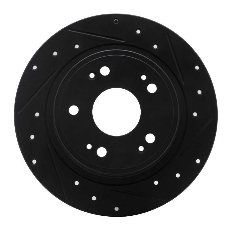 Picture of R1 05-17 Honda Accord Rear Right Drilled & Slotted Black Brake Rotor