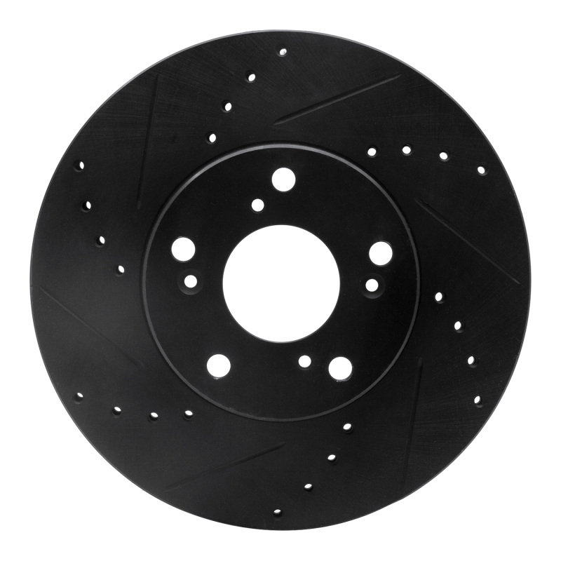 Picture of R1 06-15 Honda Civic Front Left Drilled & Slotted Black Brake Rotor