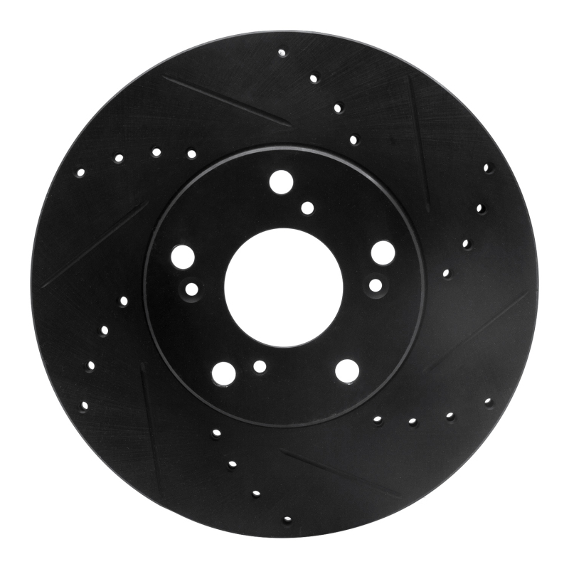Picture of R1 06-15 Honda Civic Front Right Drilled & Slotted Black Brake Rotor