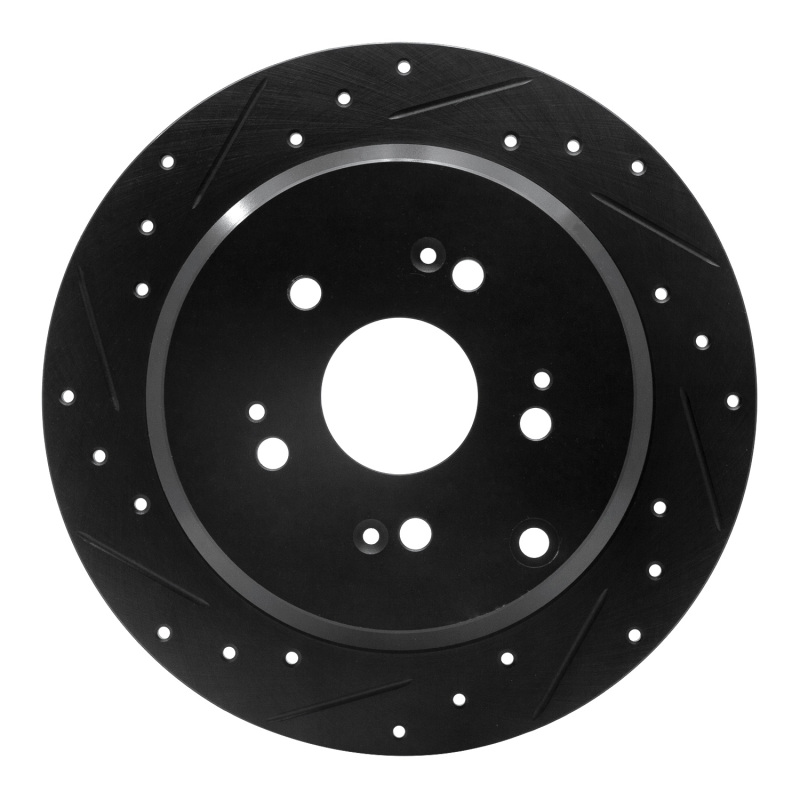 Picture of R1 2005-2018 Acura RDX Rear Left Drilled & Slotted Black Brake Rotor