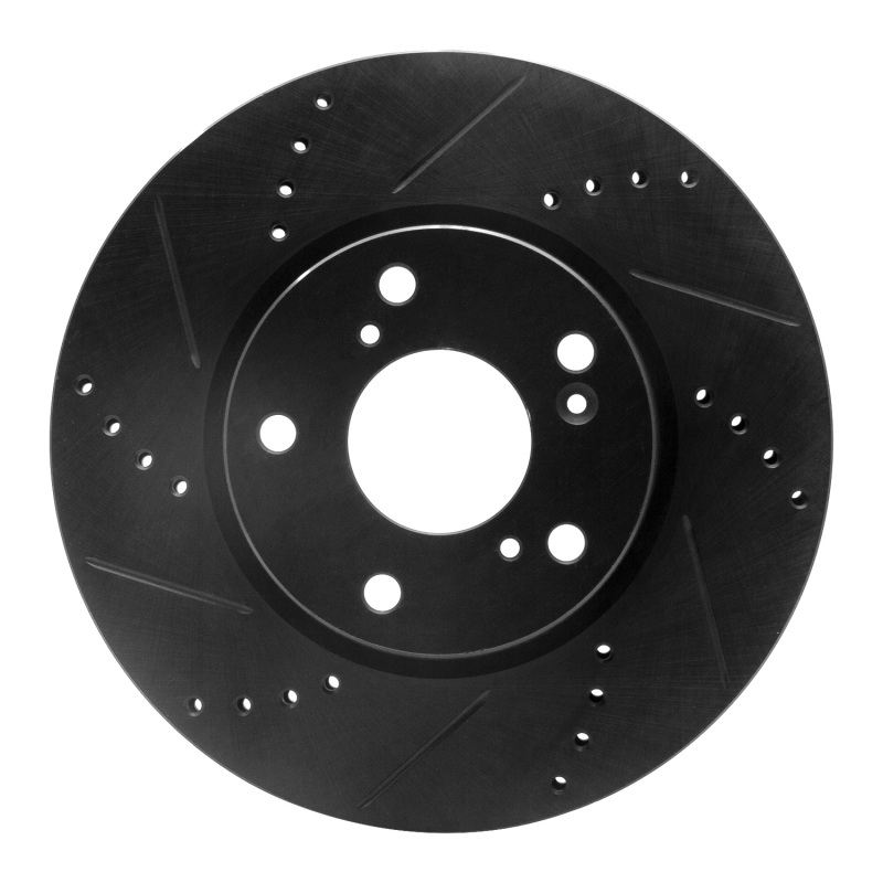 Picture of R1 2016-2025 Honda Accord Coupe Front Left Drilled & Slotted Black Brake Rotor