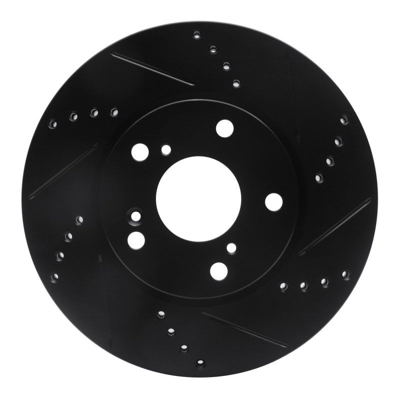 Picture of R1 2016-2025 Honda Civic Coupe Front Right Drilled & Slotted Black Brake Rotor