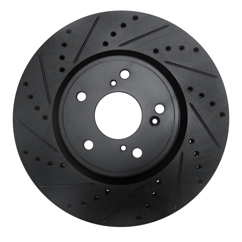 Picture of R1 2013-2025 Acura Integra Front Left Drilled & Slotted Black Brake Rotor