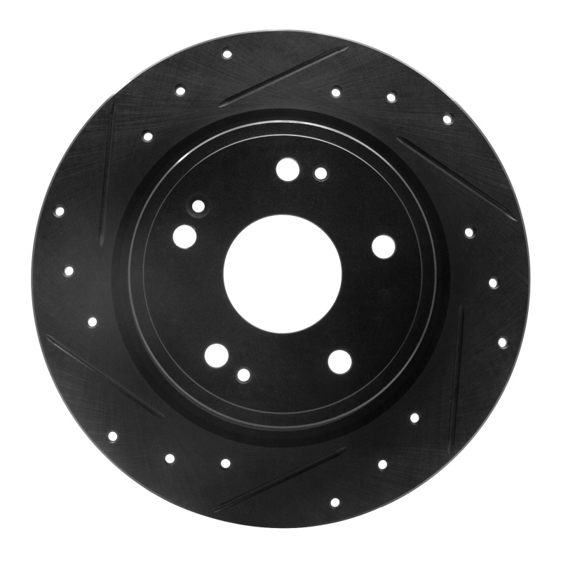 Picture of R1 2016-2025 Honda Accord Sedan Rear Left Drilled & Slotted Black Brake Rotor