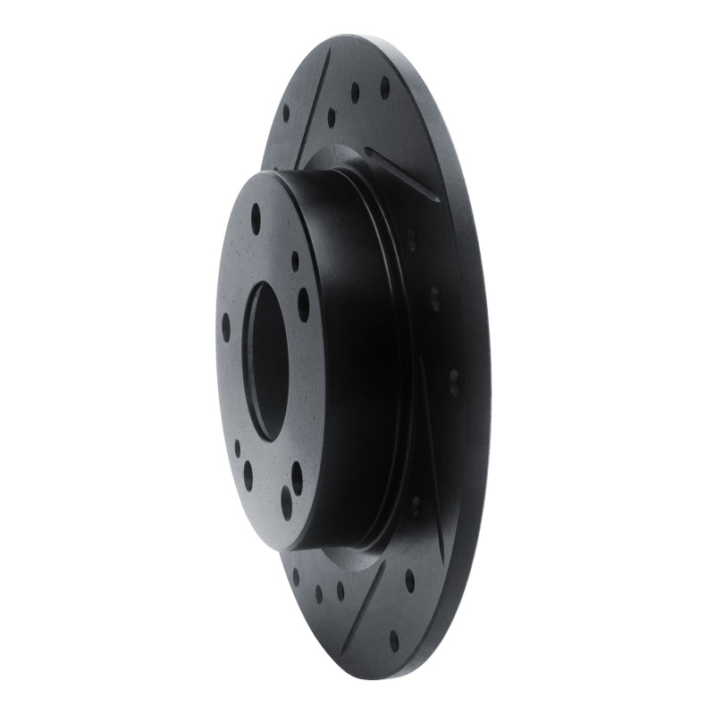 Picture of R1 2016-2025 Honda Civic Coupe Rear Left Drilled & Slotted Black Brake Rotor