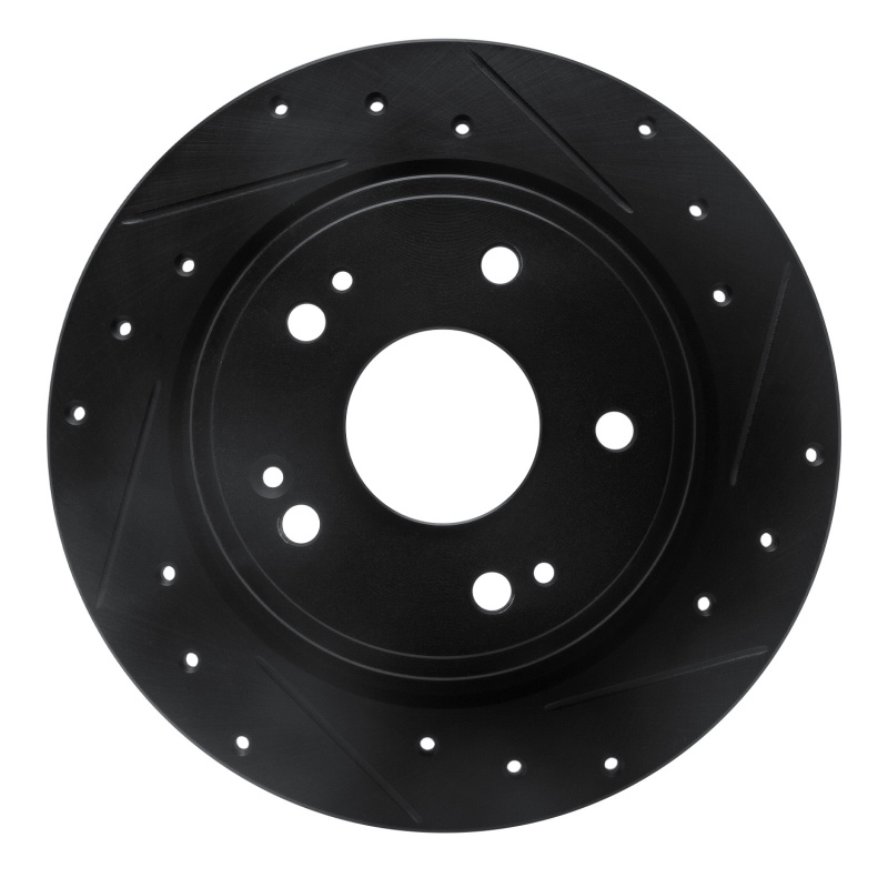 Picture of R1 2016-2025 Honda HR-V Rear Right Drilled & Slotted Black Brake Rotor