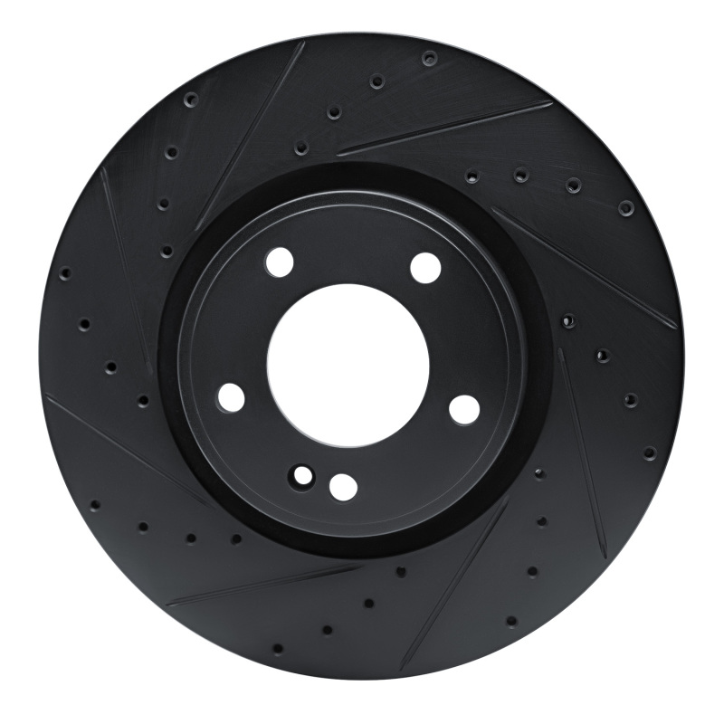 Picture of R1 2019-2025 Mercedes-Benz G550 Front Left Drilled & Slotted Black Brake Rotor