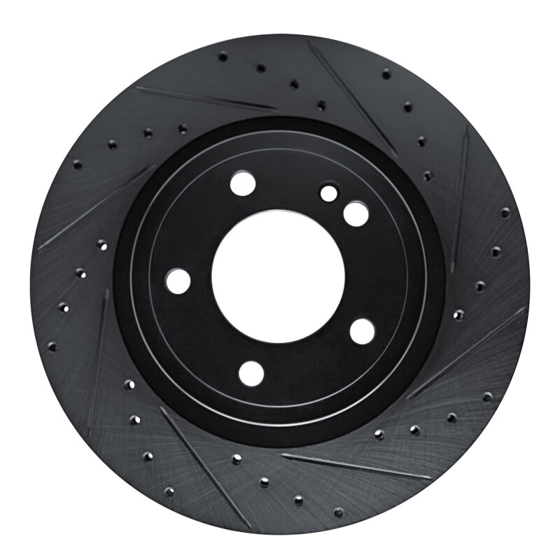 Picture of R1 2019-2025 Mercedes-Benz G580 Rear Right Drilled & Slotted Black Brake Rotor