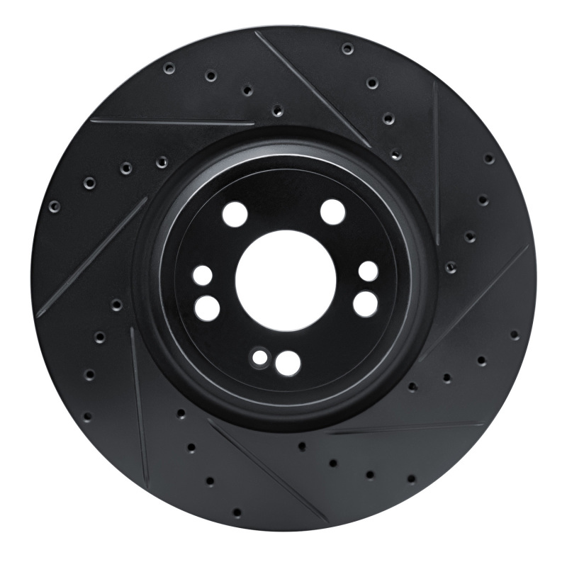 Picture of R1 2020-2025 Mercedes-Benz GLE350 Front Right Drilled & Slotted Black Brake Rotor