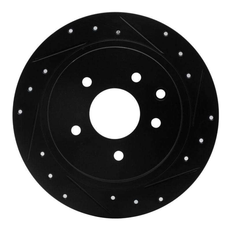 Picture of R1 2002-2025 Nissan Juke Rear Right Drilled & Slotted Black Brake Rotor
