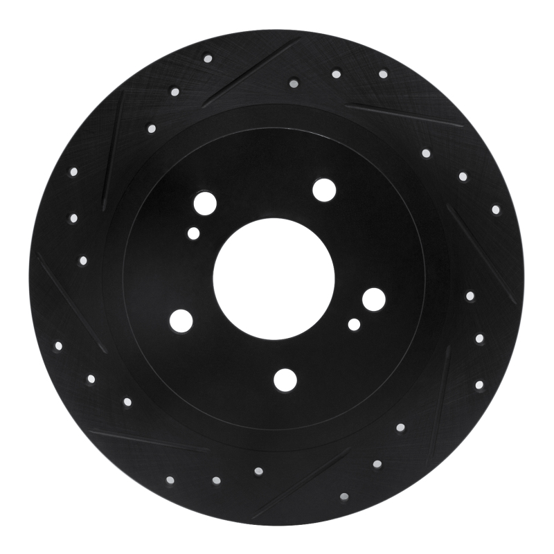 Picture of R1 1984-1988 Nissan 200SX Rear Left Drilled & Slotted Black Brake Rotor