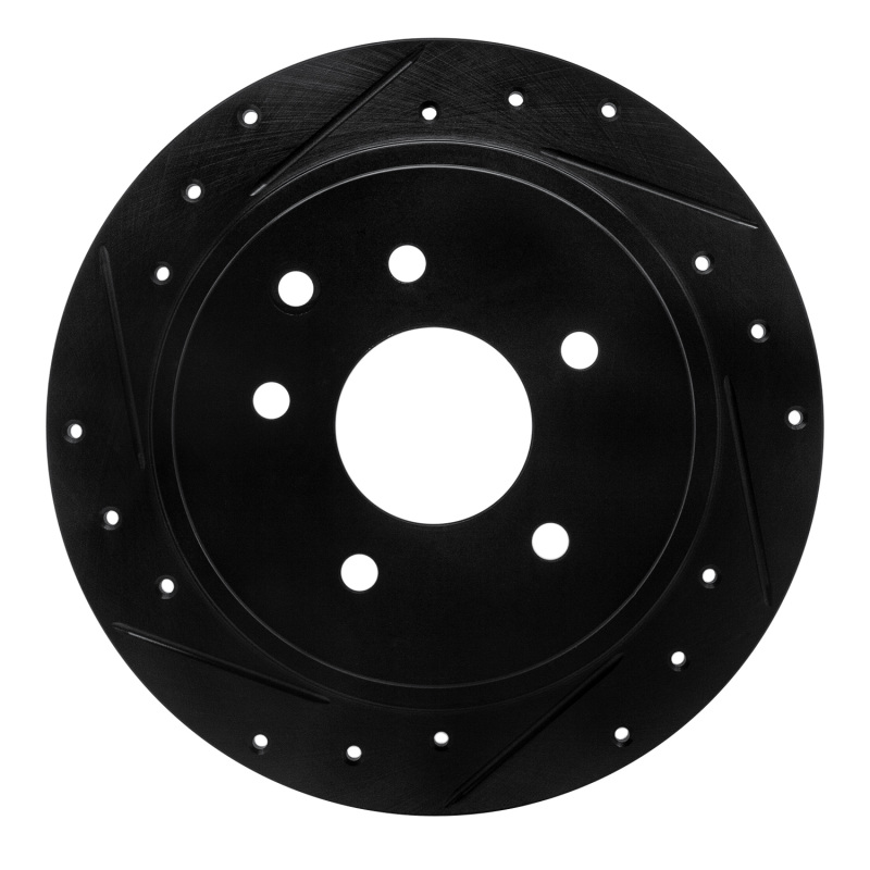 Picture of R1 2002-2025 Nissan Juke Rear Left Drilled & Slotted Black Brake Rotor