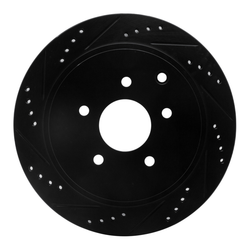 Picture of R1 2003-2024 Infiniti M37 Rear Left Drilled & Slotted Black Brake Rotor