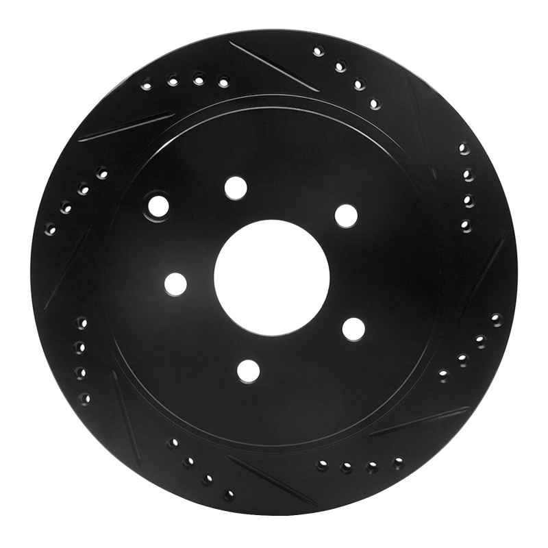 Picture of R1 2003-2024 Infiniti FX37 Rear Right Drilled & Slotted Black Brake Rotor