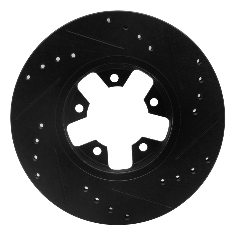 Picture of R1 1984-1989 Nissan 200SX Front Left Drilled & Slotted Black Brake Rotor