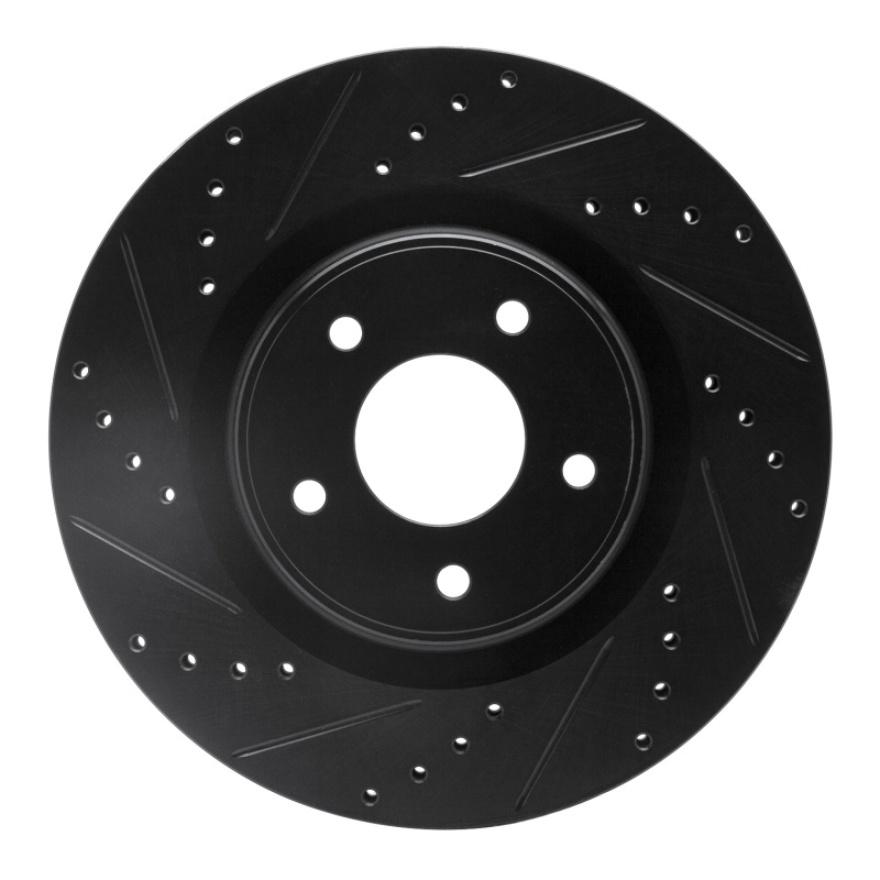 Picture of R1 2013-2025 Infiniti Q50 Front Left Drilled & Slotted Black Brake Rotor