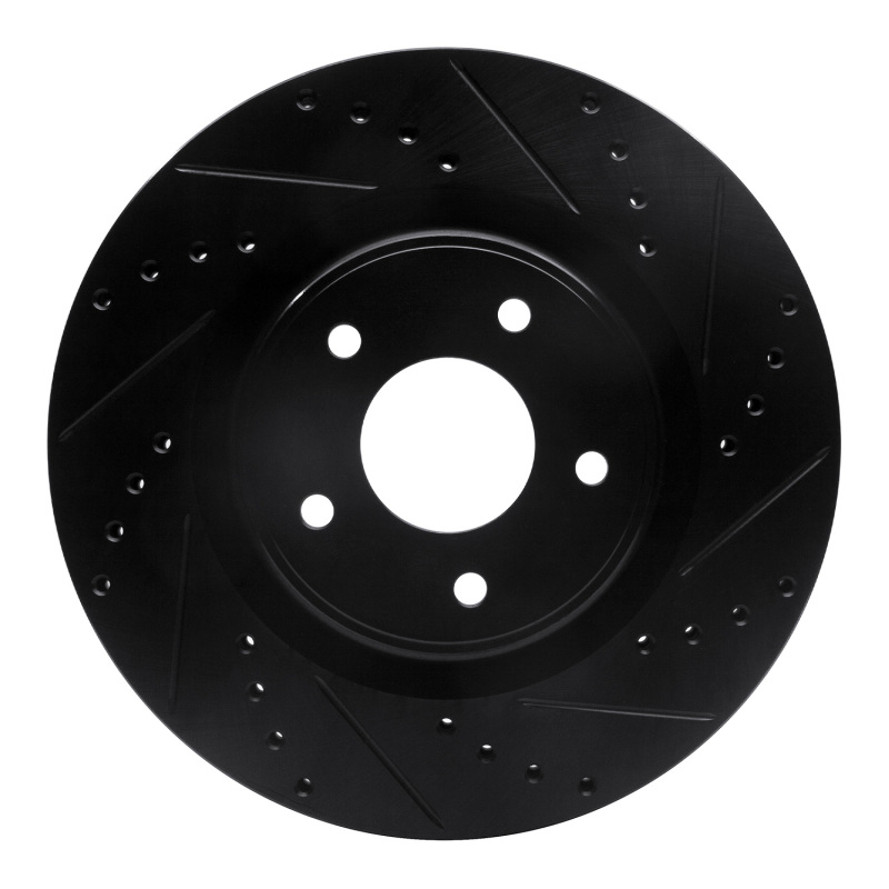 Picture of R1 2013-2025 Infiniti Q60 Front Right Drilled & Slotted Black Brake Rotor