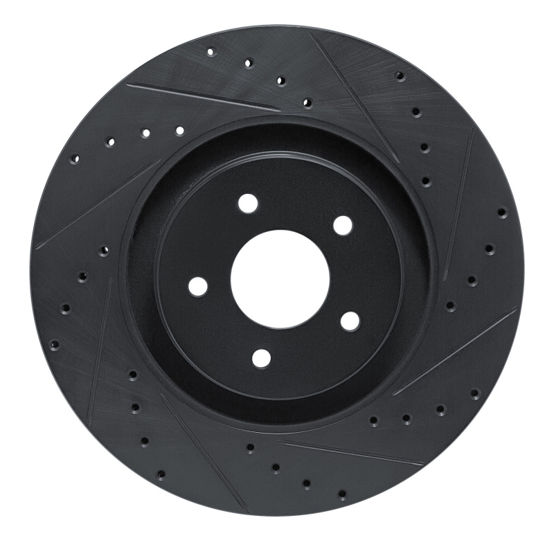 Picture of R1 2022-2025 Infiniti QX60 Front Right Drilled & Slotted Black Brake Rotor