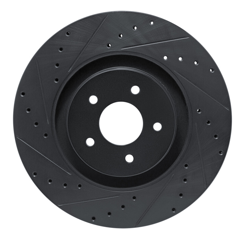 Picture of R1 2022-2025 Infiniti QX60 Front Left Drilled & Slotted Black Brake Rotor