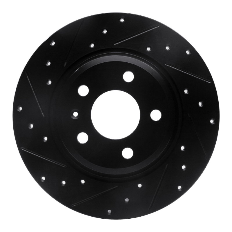 Picture of R1 09-25 Audi A4 Left Drilled & Slotted Black Brake Rotor