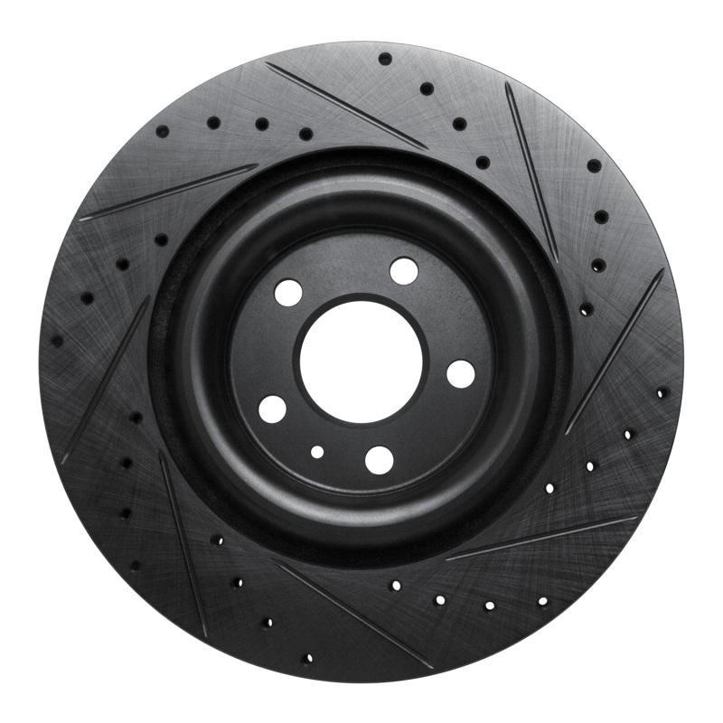 Picture of R1 2017-2025 Audi Q8 e-Tron Sportback Rear Left Drilled & Slotted Black Brake Rotor