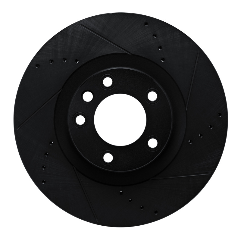 Picture of R1 2011-2018 Porsche Cayenne Left Front Drilled & Slotted Black Brake Rotor