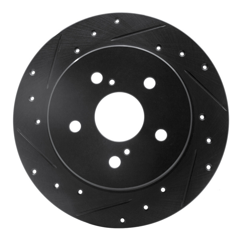 Picture of R1 2015-2025 Lexus NX200T Rear Left Drilled & Slotted Black Brake Rotor