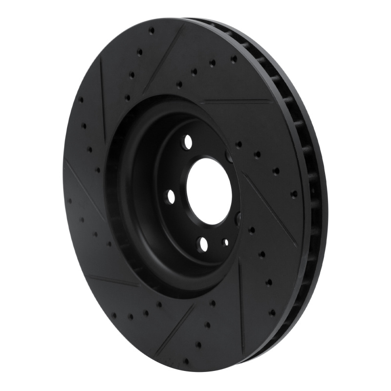 Picture of R1 2018-2025 Audi S5 Front Right Drilled & Slotted Black Brake Rotor