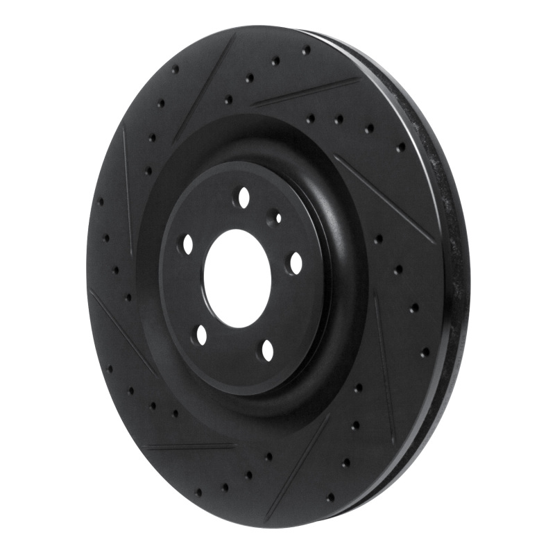Picture of R1 2017-2025 Audi Q8 e-Tron Sportback Rear Left Drilled & Slotted Black Brake Rotor