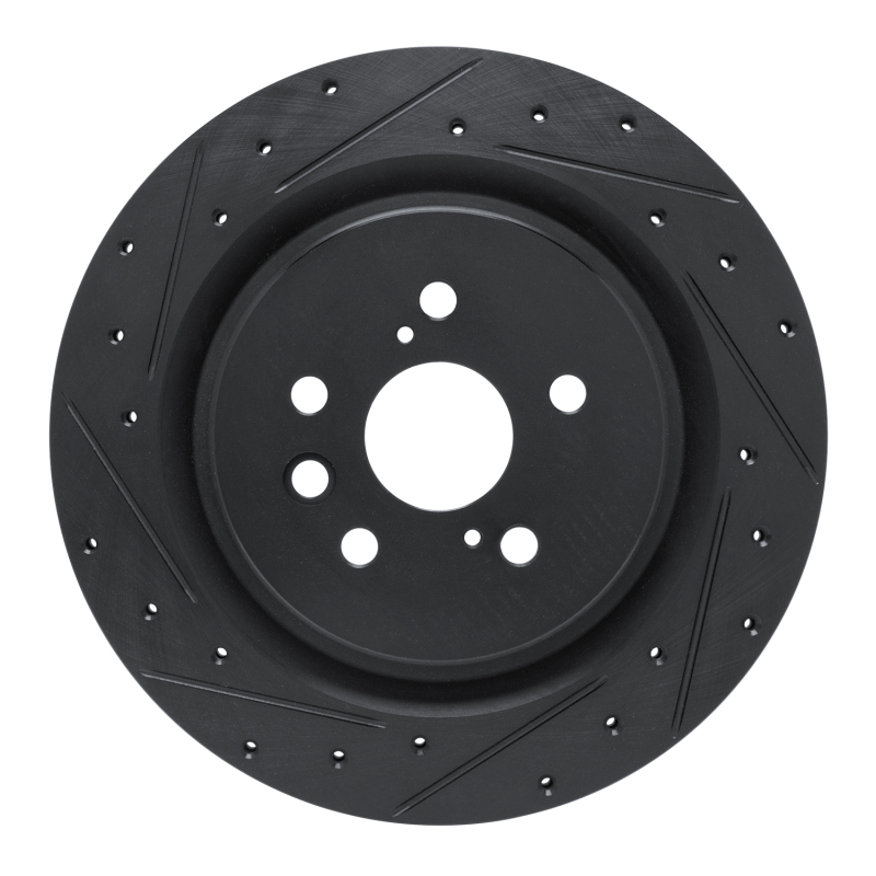 Picture of R1 2020-2025 Lexus RX350 Rear Left Drilled & Slotted Black Brake Rotor