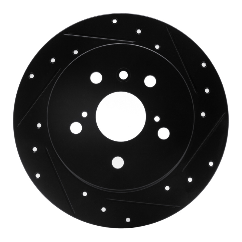 Picture of R1 2012-2018 Lexus ES300H Rear Right Drilled & Slotted Black Brake Rotor