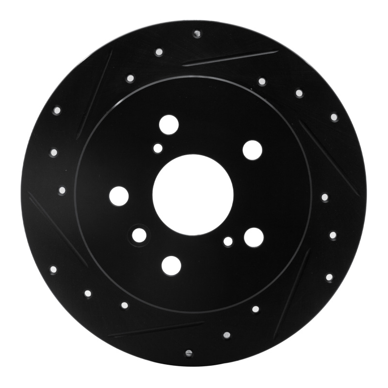 Picture of R1 2012-2018 Lexus ES300H Rear Left Drilled & Slotted Black Brake Rotor