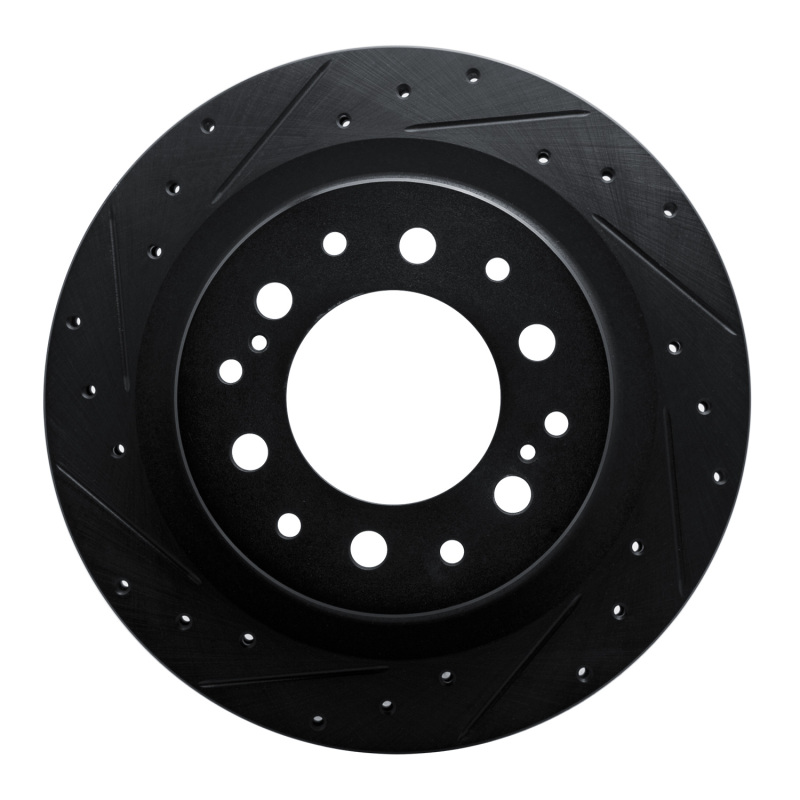 Picture of R1 2022-2025 Lexus GX550 Rear Left Drilled & Slotted Black Brake Rotor
