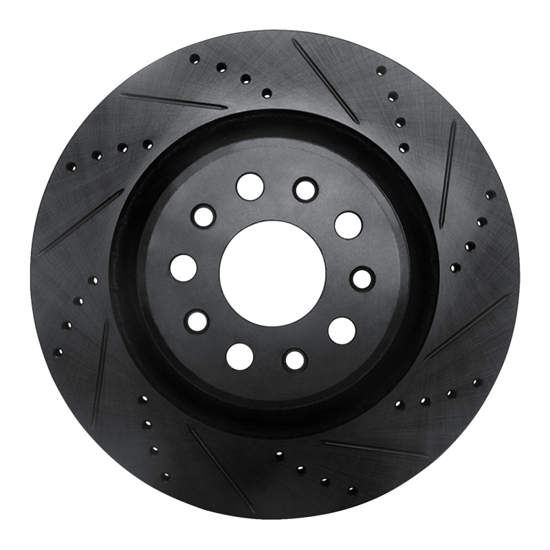 Picture of R1 2017-2024 Maserati Ghibli Rear Right Drilled & Slotted Black Brake Rotor