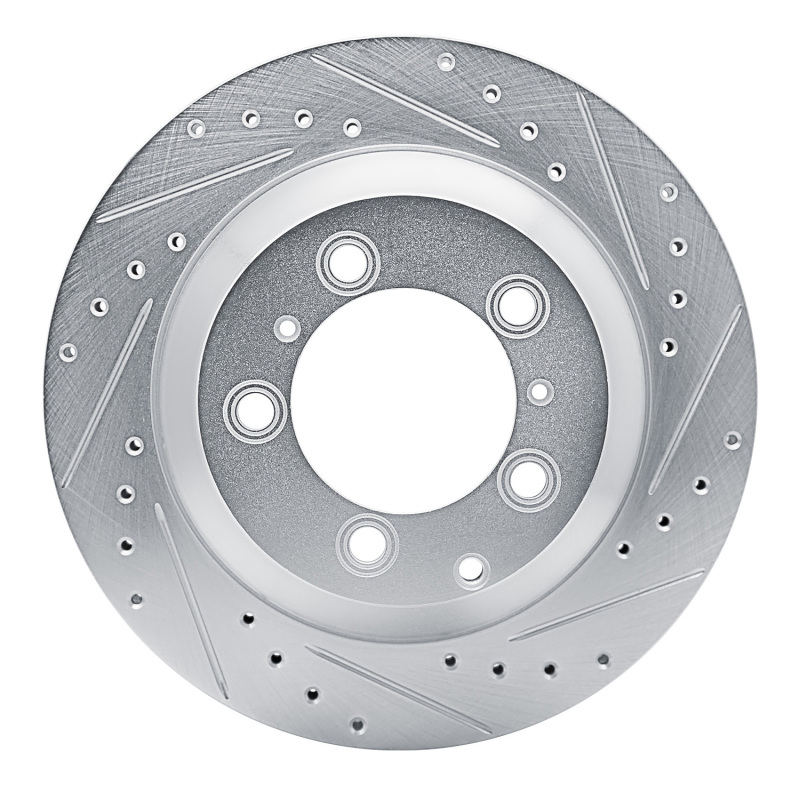 Picture of R1 2019-2023 Porsche Cayenne Rear Right Drilled & Slotted Silver Brake Rotor