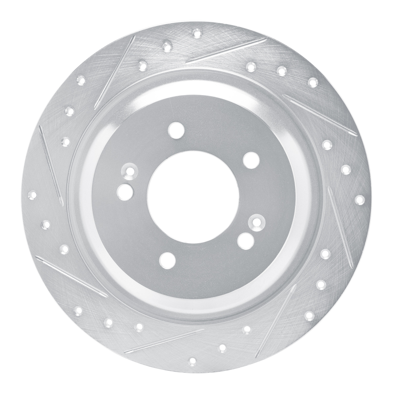 Picture of R1 2021-2025 Hyundai Kona EV Rear Left Drilled & Slotted Silver Brake Rotor
