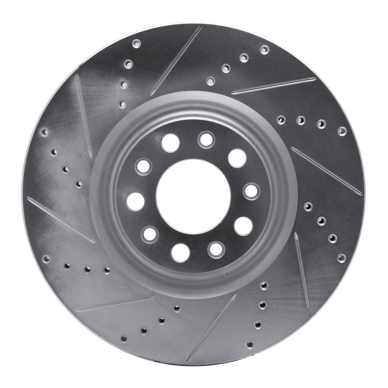 Picture of R1 2017-2025 Alfa Romeo Stelvio Front Left Drilled & Slotted Silver Brake Rotor