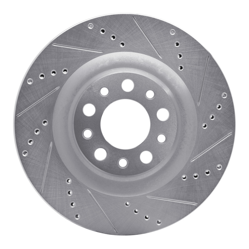 Picture of R1 2017-2025 Alfa Romeo Stelvio Rear Right Drilled & Slotted Silver Brake Rotor