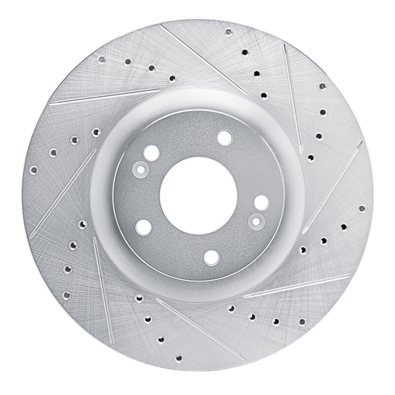 Picture of R1 2021-2025 Hyundai Santa Cruz Front Right Drilled & Slotted Silver Brake Rotor