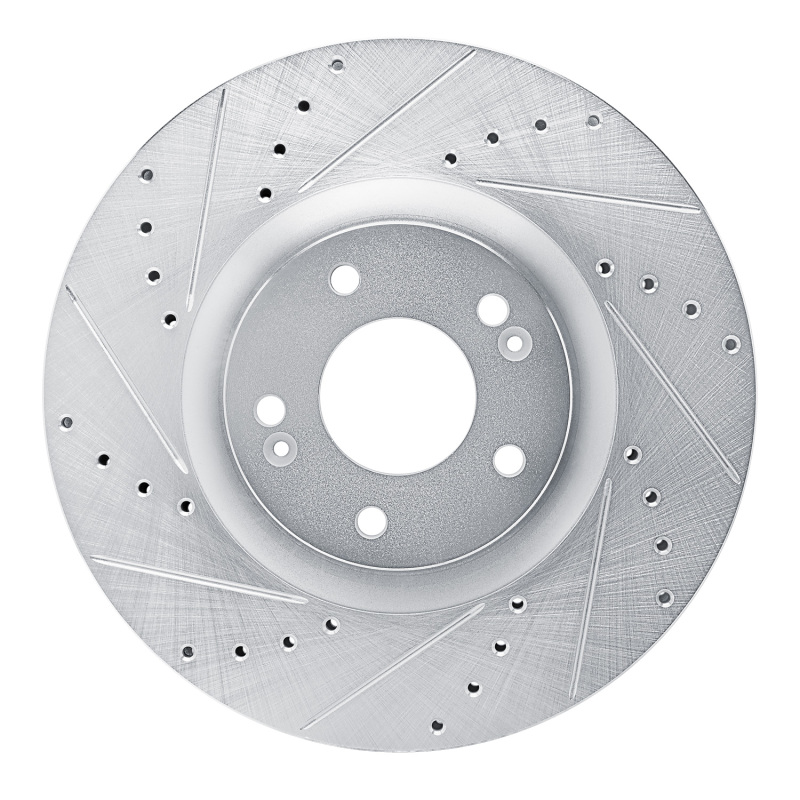 Picture of R1 2021-2025 Hyundai Santa Fe Front Left Drilled & Slotted Silver Brake Rotor