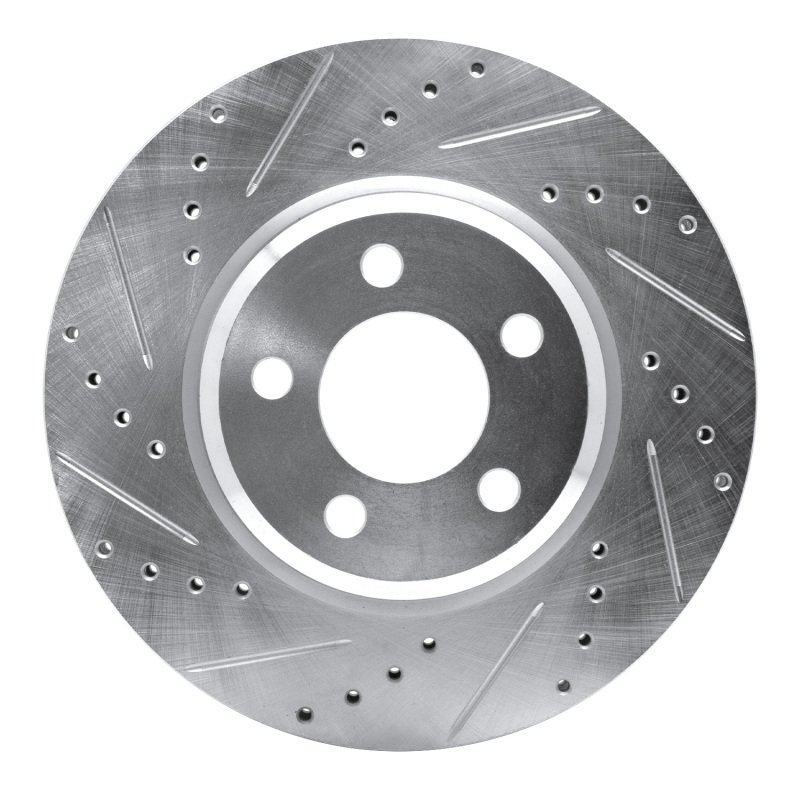 Picture of R1 09-23 Dodge Challenger Front Left Drilled & Slotted Silver Brake Rotor