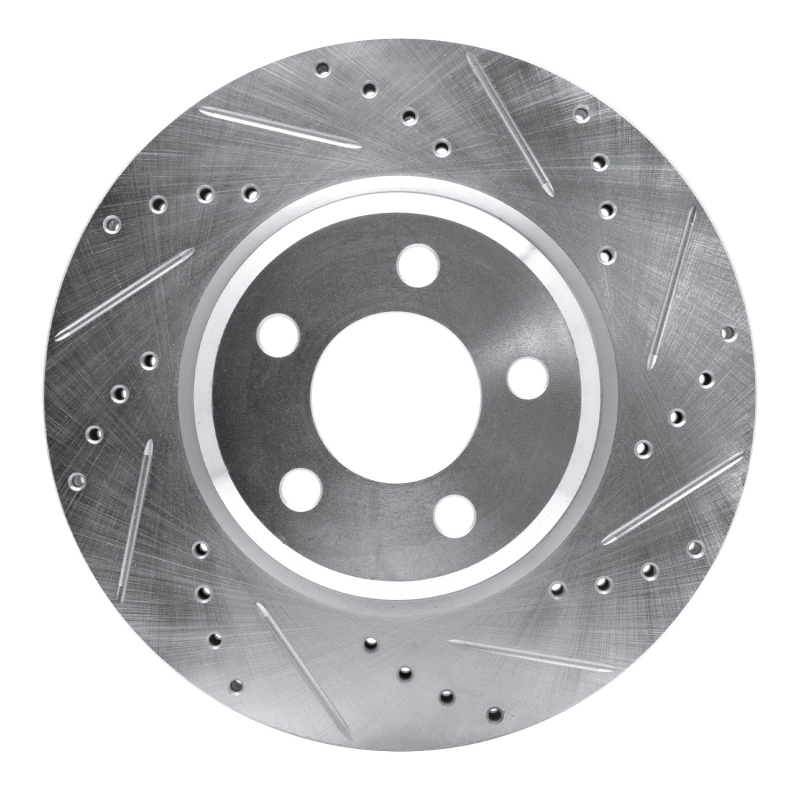 Picture of R1 2005-2023 Chrysler 300 Front Right Drilled & Slotted Silver Brake Rotor