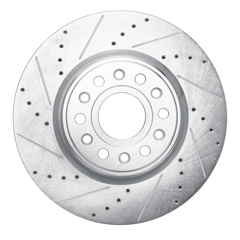 Picture of R1 2019-2025 Ram 1500 Front Left Drilled & Slotted Silver Brake Rotor