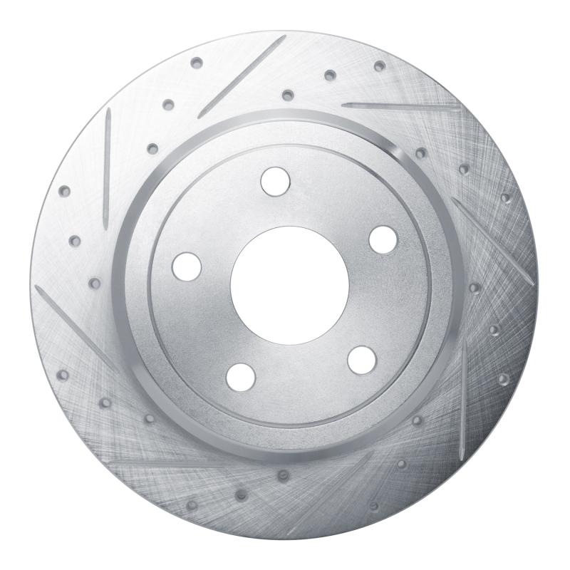 Picture of R1 2011-2022 Dodge Durango Rear Left Drilled & Slotted Silver Brake Rotor