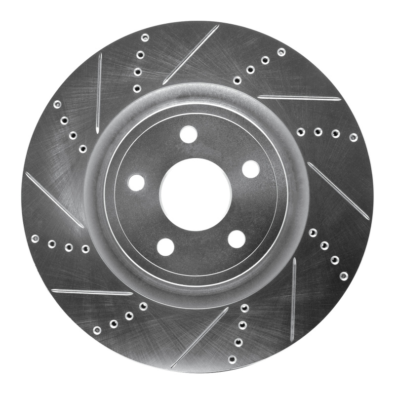 Picture of R1 2012-2025 Dodge Durango Front Left Drilled & Slotted Silver Brake Rotor