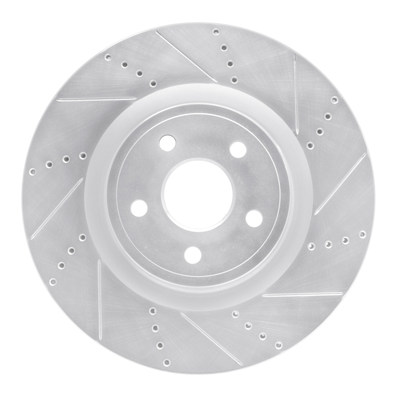 Picture of R1 2012-2025 Dodge Durango Front Right Drilled & Slotted Silver Brake Rotor