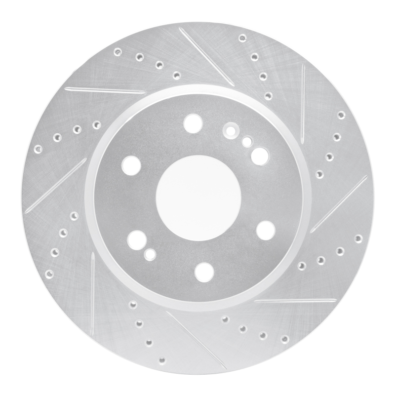 Picture of R1 2019-2026 Cadillac Vistiq Front Right Drilled & Slotted Silver Brake Rotor
