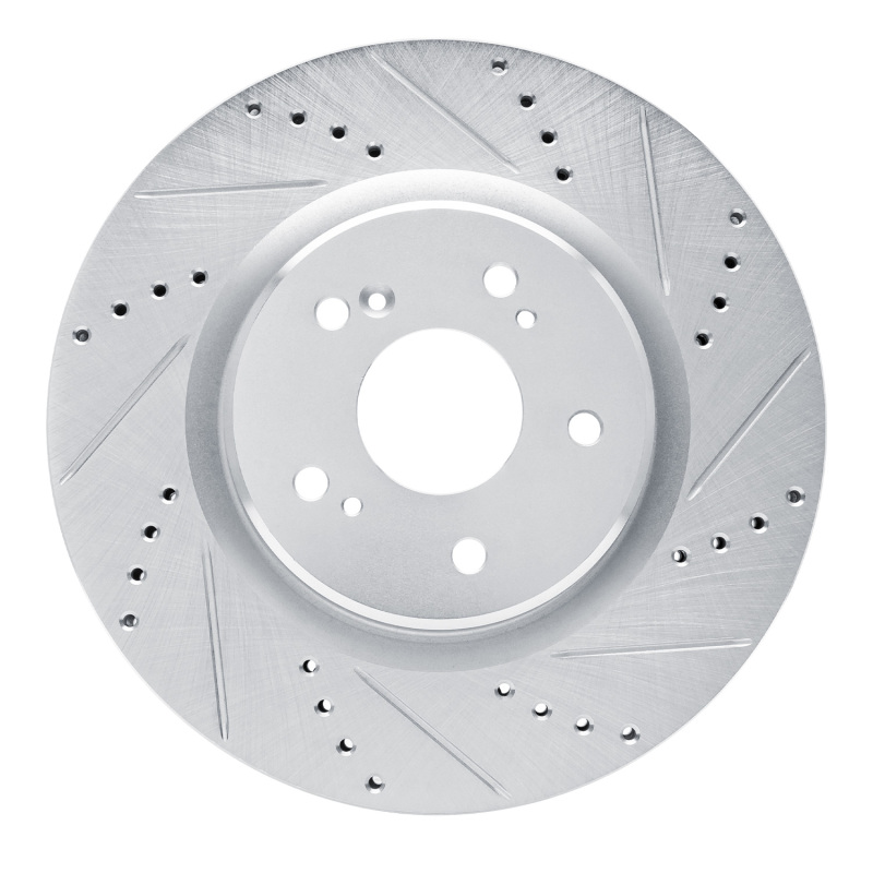 Picture of R1 2019-2025 Acura RDX Front Right Drilled & Slotted Silver Brake Rotor