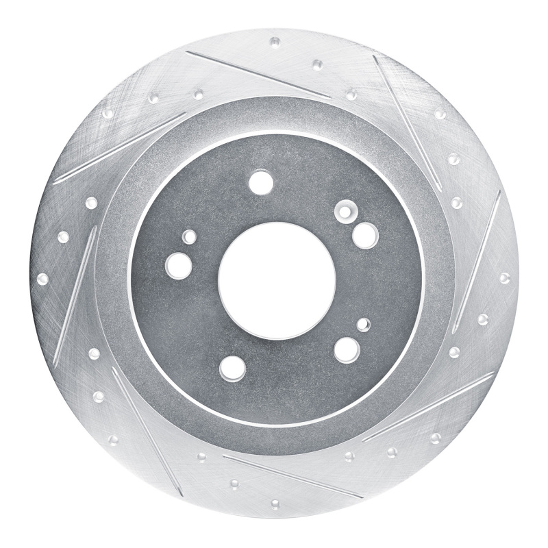 Picture of R1 2021-2025 Acura TLX Rear Right Drilled & Slotted Silver Brake Rotor